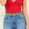Leopard Pony Waist Belt With Gold Square Buckle