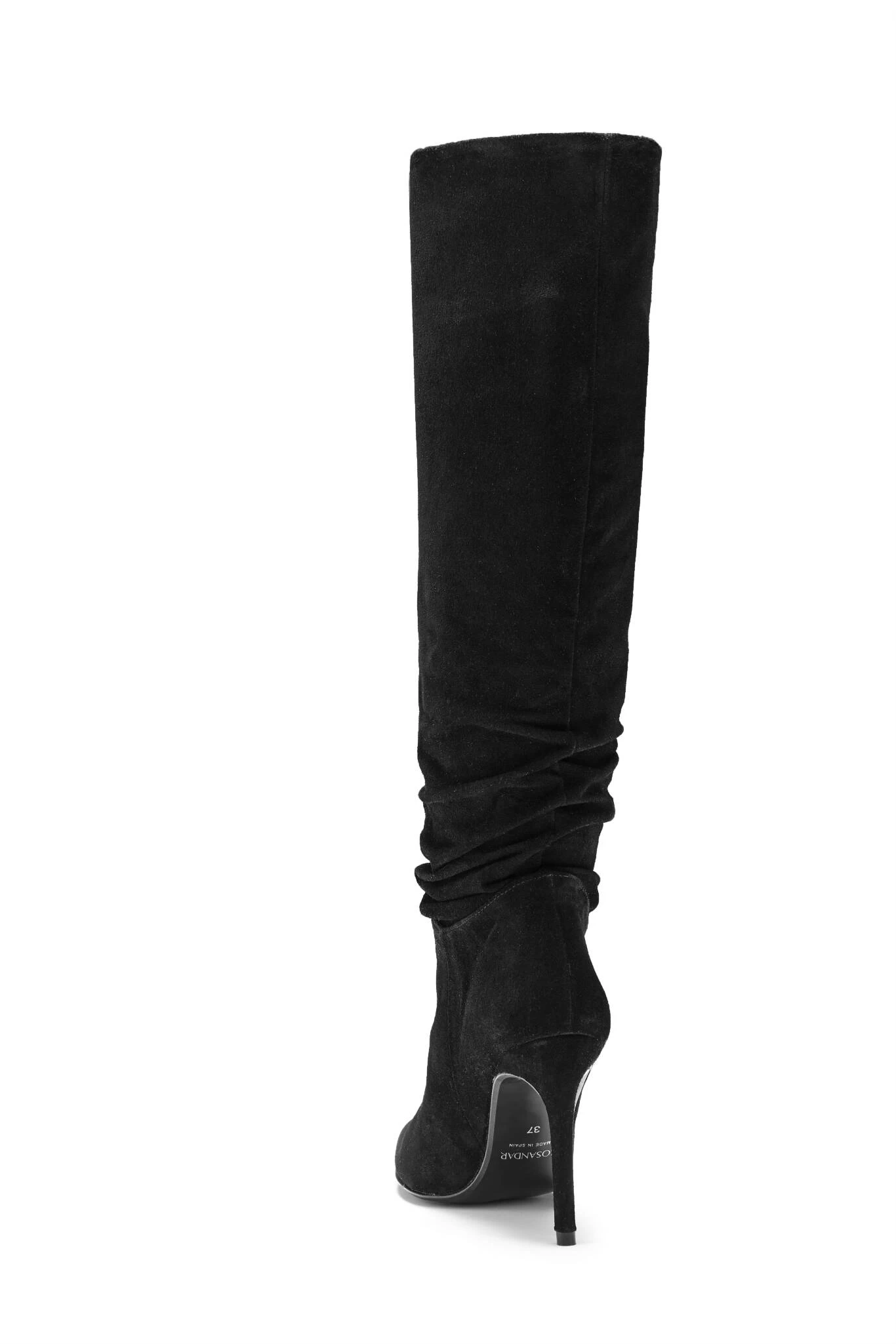 Belle Black Suede Heeled Slouch High Leg Boot 5 Belle Black Suede Heeled Slouch High Leg Boot - Image 5