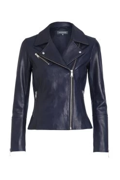 Navy Blue Leather Biker Jacket 10 Navy Blue Leather Biker Jacket -Trendora Shop blueleatherjacket