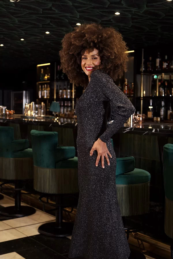 Pewter Metallic Chain Lace Up Detail Midi Dress 6 Pewter Metallic Chain Lace Up Detail Midi Dress - Image 6