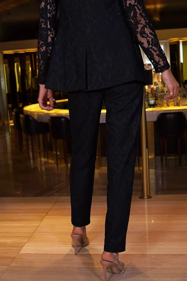Black Premium Lace Detail Tuxedo Trousers 7 Black Premium Lace Detail Tuxedo Trousers - Image 7