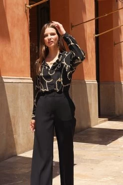 Black & Gold Chain Print Shirt 11 Black & Gold Chain Print Shirt -Trendora Shop ce9008ffa9d32d117847fd9b1cbce603c661b5c6