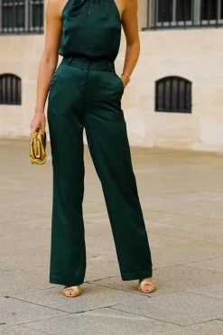 Emerald Green Satin Wide Leg Trousers -Trendora Shop ee82e75f9738841d916f6fdd10f62c098b562b36 1
