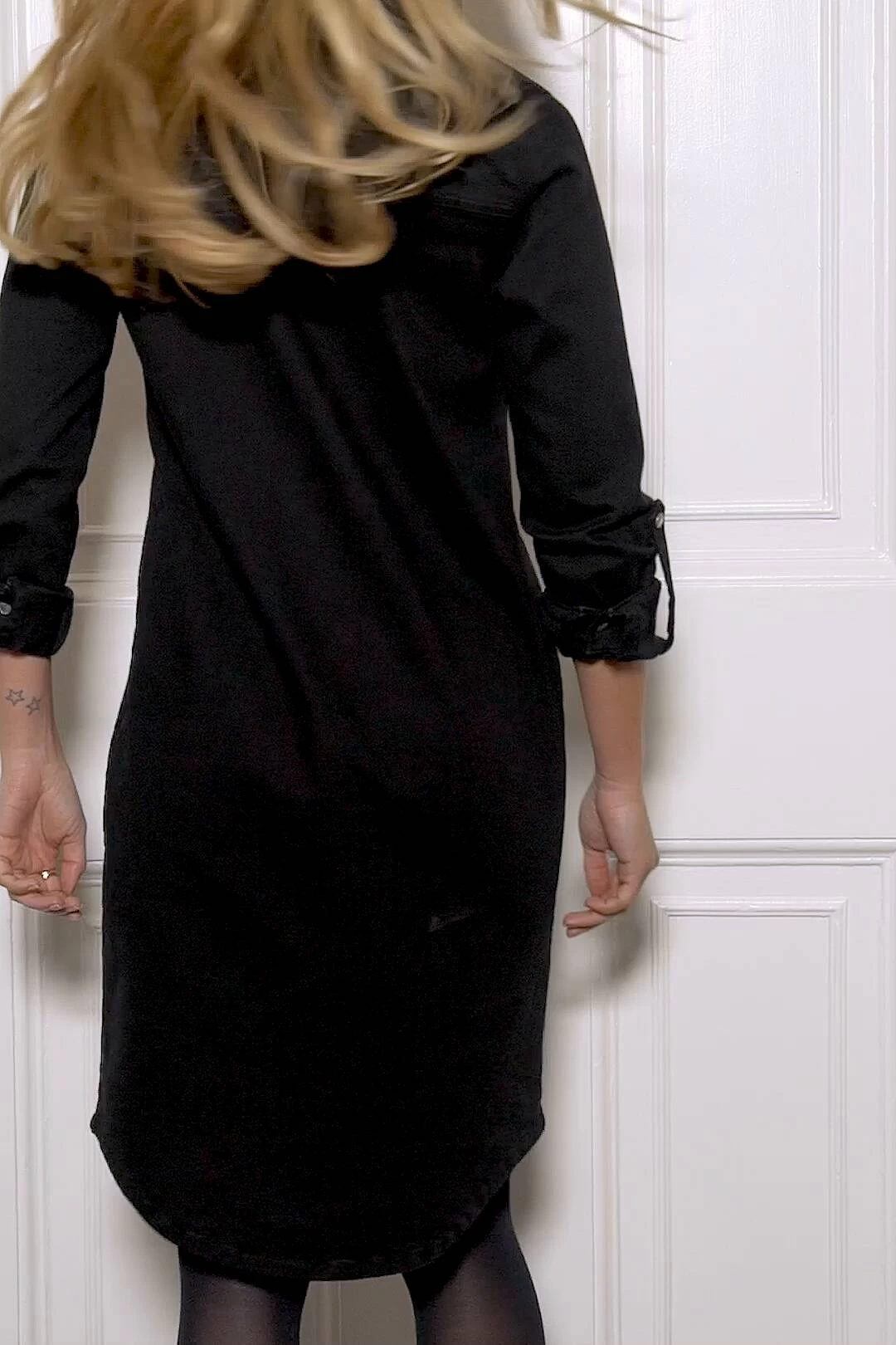 Black Denim Popper Front Relaxed Fit Shirt Dress 12 Black Denim Popper Front Relaxed Fit Shirt Dress - Image 12