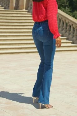 Mid Blue Kick Flare Jeggings 11 Mid Blue Kick Flare Jeggings -Trendora Shop f21e8ca8d6e6c199cd3818bd29b32bcb6abf3fc5