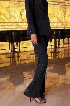 Black Luxury Sparkling Diamante Stud Kick Flare Trousers 7 Black Luxury Sparkling Diamante Stud Kick Flare Trousers -Trendora Shop fd288902521daf0c7bfb00daed220b9aad3041fd