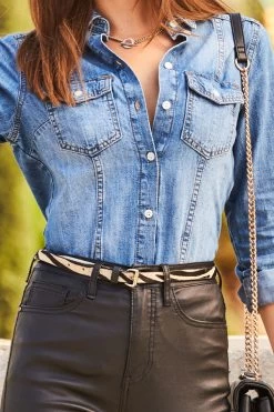 Black Zebra Print Leather Waist Belt