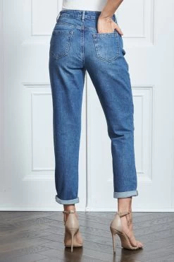 Indigo Blue Slim Leg Mom Jeans -Trendora Shop s16 s20bd004be0010 061 2