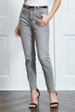Mid Grey Slim Leg Mom Jeans -Trendora Shop s17 s20bd004gy0003 004