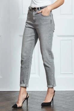 Mid Grey Slim Leg Mom Jeans -Trendora Shop s17 s20bd004gy0003 077
