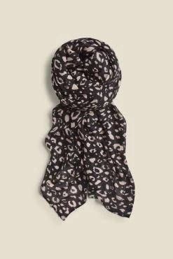 Black Leopard Print Scarf