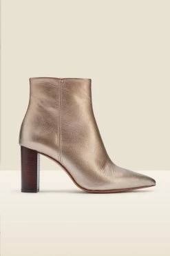 Angel Soft Gold Leather Zip Boot With Stack Heel 8 Angel Soft Gold Leather Zip Boot With Stack Heel -Trendora Shop s20fb004mc0003 a