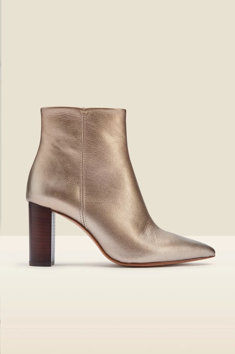 Angel Soft Gold Leather Zip Boot With Stack Heel 3 Angel Soft Gold Leather Zip Boot With Stack Heel - Image 3