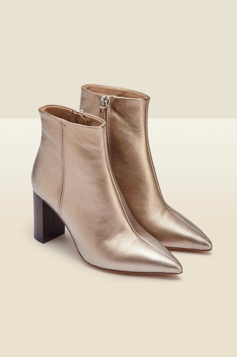 Angel Soft Gold Leather Zip Boot With Stack Heel 2 Angel Soft Gold Leather Zip Boot With Stack Heel - Image 2