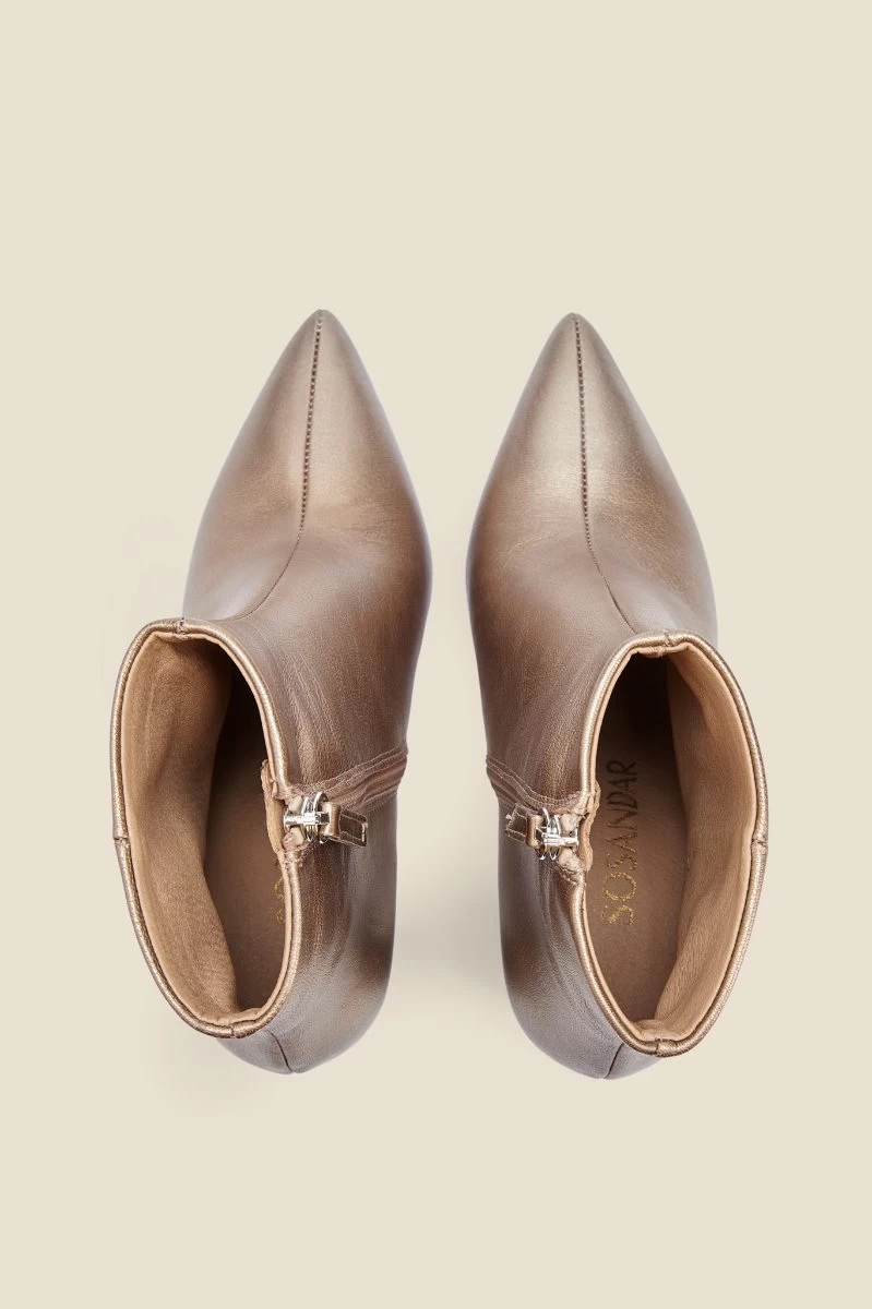 Angel Soft Gold Leather Zip Boot With Stack Heel 4 Angel Soft Gold Leather Zip Boot With Stack Heel - Image 4