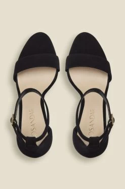 Nia Black Suede Barely There High Heel Sandal -Trendora Shop s20fe003bk0001 c