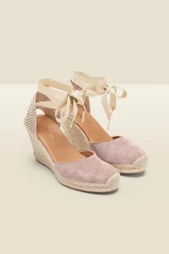 Perla Dusty Pink Suede Valenciana Wedge Espadrille