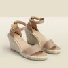 Poesy Taupe Leather Wedge Espadrille