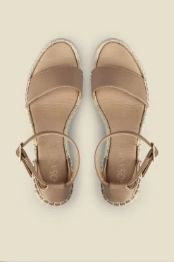 Poesy Taupe Leather Wedge Espadrille -Trendora Shop s20fp004bn0003 c