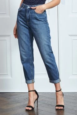 Indigo Blue Denim Girlfriend Jeans 8 Indigo Blue Denim Girlfriend Jeans -Trendora Shop s21 s20bd008be s21tj20 012 1 1