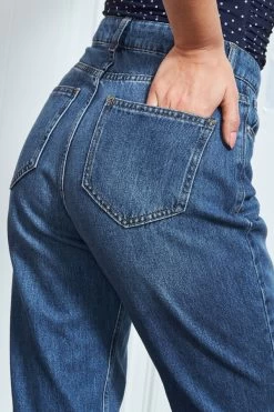 Mid Blue Denim Girlfriend Jeans -Trendora Shop s21 s20bd008be s21tj20 039