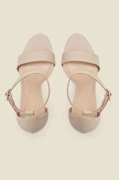 Nia Ecru Leather Barely There High Heel Sandal -Trendora Shop s21fe003nl0002 2