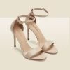 Nia Ecru Leather Barely There High Heel Sandal