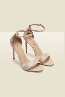 Nia Ecru Leather Barely There High Heel Sandal
