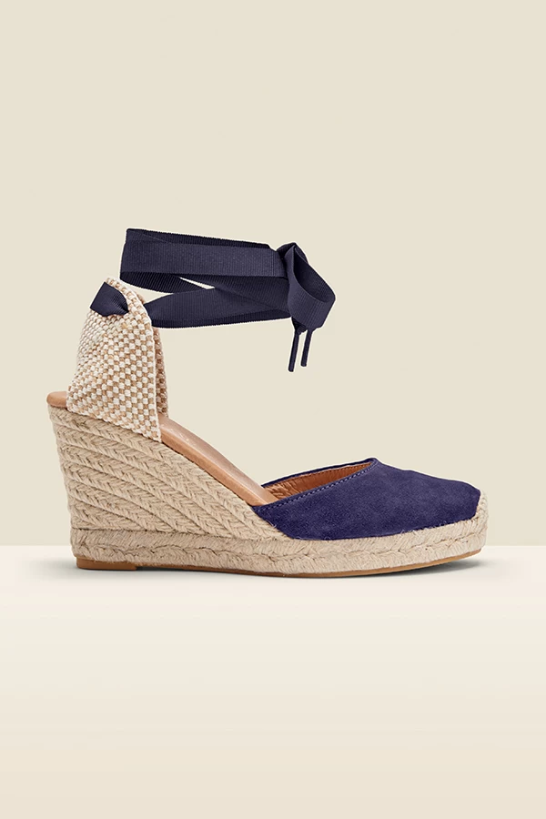 Perla Navy Blue Suede Valenciana Wedge Espadrille 2 Perla Navy Blue Suede Valenciana Wedge Espadrille - Image 2