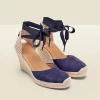 Perla Navy Blue Suede Valenciana Wedge Espadrille