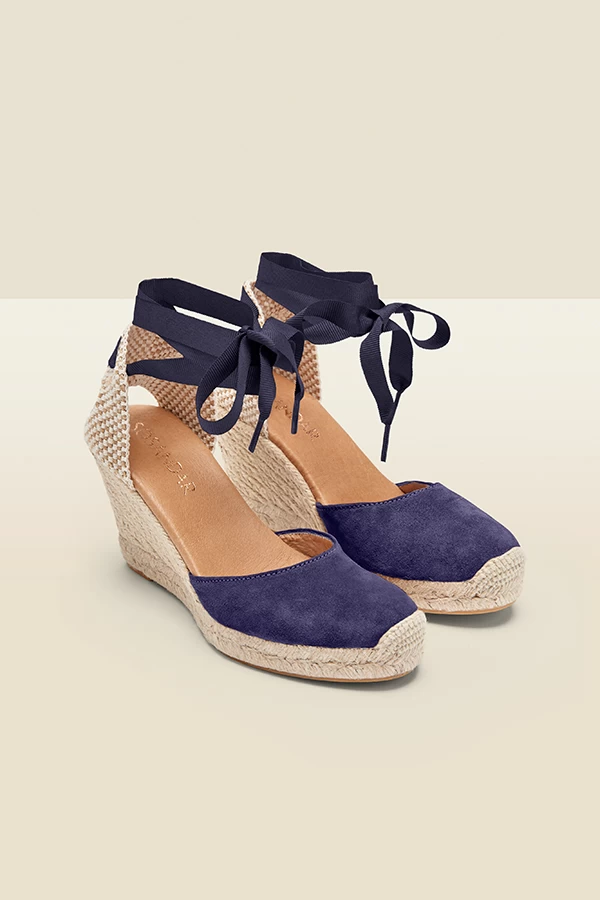 Perla Navy Blue Suede Valenciana Wedge Espadrille 1 Perla Navy Blue Suede Valenciana Wedge Espadrille