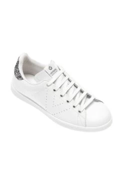 Victoria Cava Grey Glitter Back White Leather Trainers