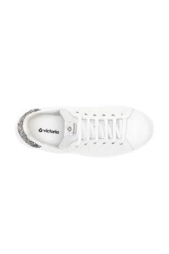 Victoria Cava Grey Glitter Back White Leather Trainers -Trendora Shop s22fw001mc0004 4