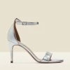 Nia Silver Leather Barely There High Heel Sandal