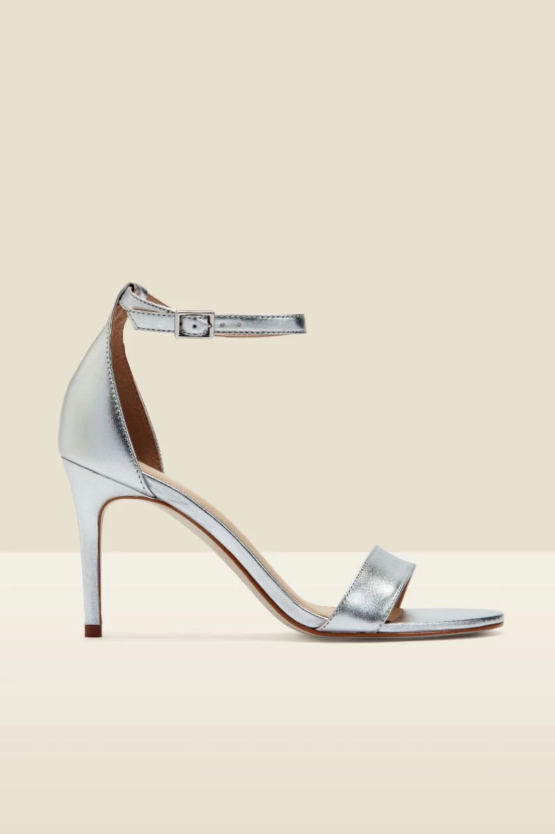 Nia Silver Leather Barely There High Heel Sandal 1 Nia Silver Leather Barely There High Heel Sandal