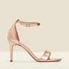 Nia Rose Gold Leather Barely There High Heel Sandal