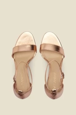 Nia Rose Gold Leather Barely There High Heel Sandal -Trendora Shop s22fw029rg0001 c