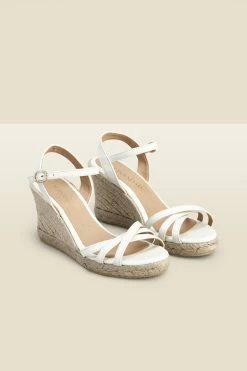 Alesia Ivory Strappy Leather Wedge Espadrille