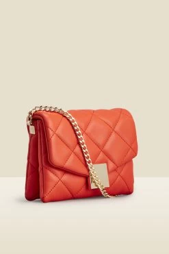 Orange Gold Clasp Detail Cross Body Bag -Trendora Shop s23ac005oe0001 b