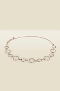 Circle Chain Waist Belt With Diamante Trim