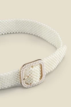 Pearl Waist Belt With Buckle -Trendora Shop s23ac011we c