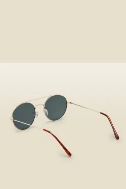 Gold Round Frame Bar Detail Sunglasses 7 Gold Round Frame Bar Detail Sunglasses -Trendora Shop s23ac017mc c