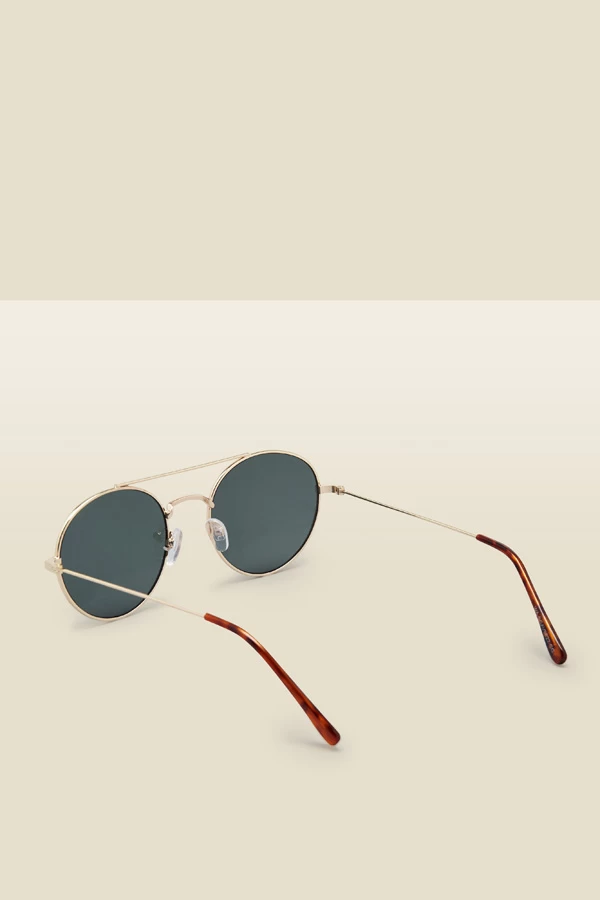 Gold Round Frame Bar Detail Sunglasses 3 Gold Round Frame Bar Detail Sunglasses - Image 3