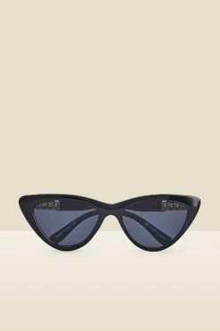 Black & Gold Chain Detail Cateye Sunglasses