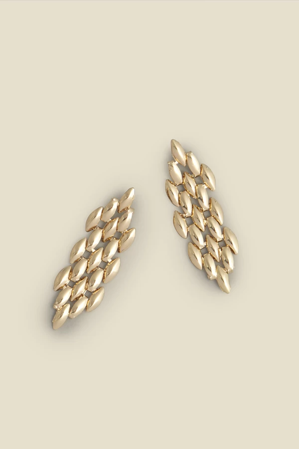 Gold Flat Chain Link Earrings 3 Gold Flat Chain Link Earrings - Image 3