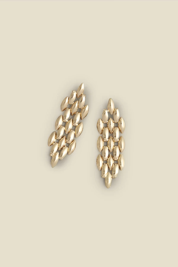 Gold Flat Chain Link Earrings 2 Gold Flat Chain Link Earrings - Image 2
