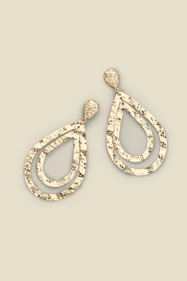 Gold Hammered Teardrop Earrings 2 Gold Hammered Teardrop Earrings - Image 2