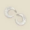 Silver Sparkly Curved Hoop Earrings