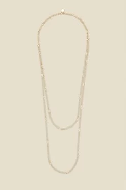 Gold Dainty Stone Long Layering Necklace