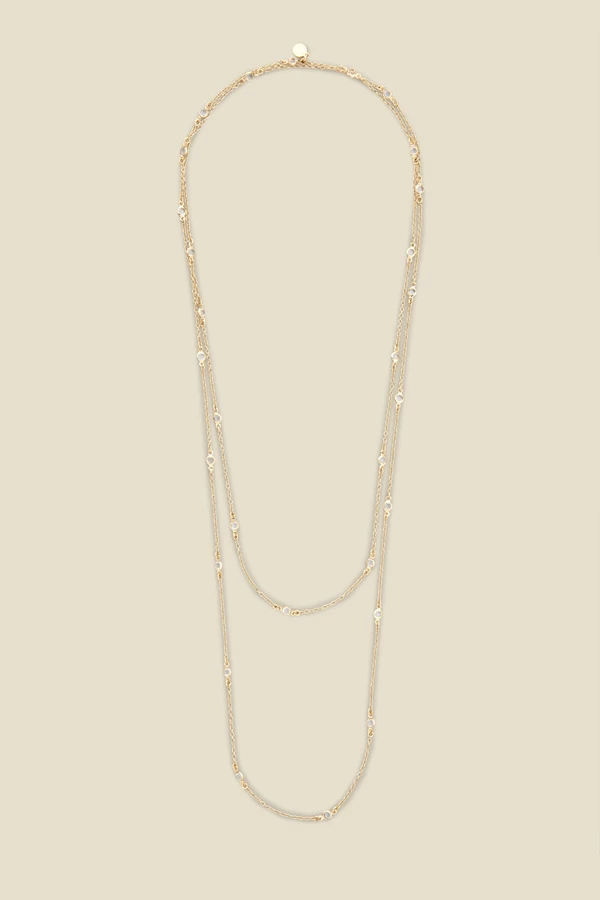 Gold Dainty Stone Long Layering Necklace 1 Gold Dainty Stone Long Layering Necklace